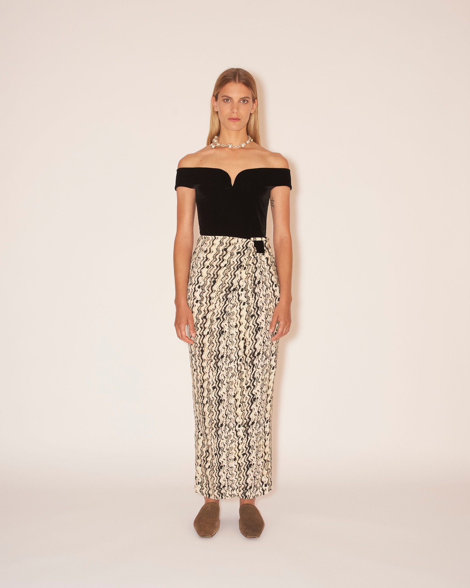 SOLICE - Gathered wrap skirt - Optic wave - 3