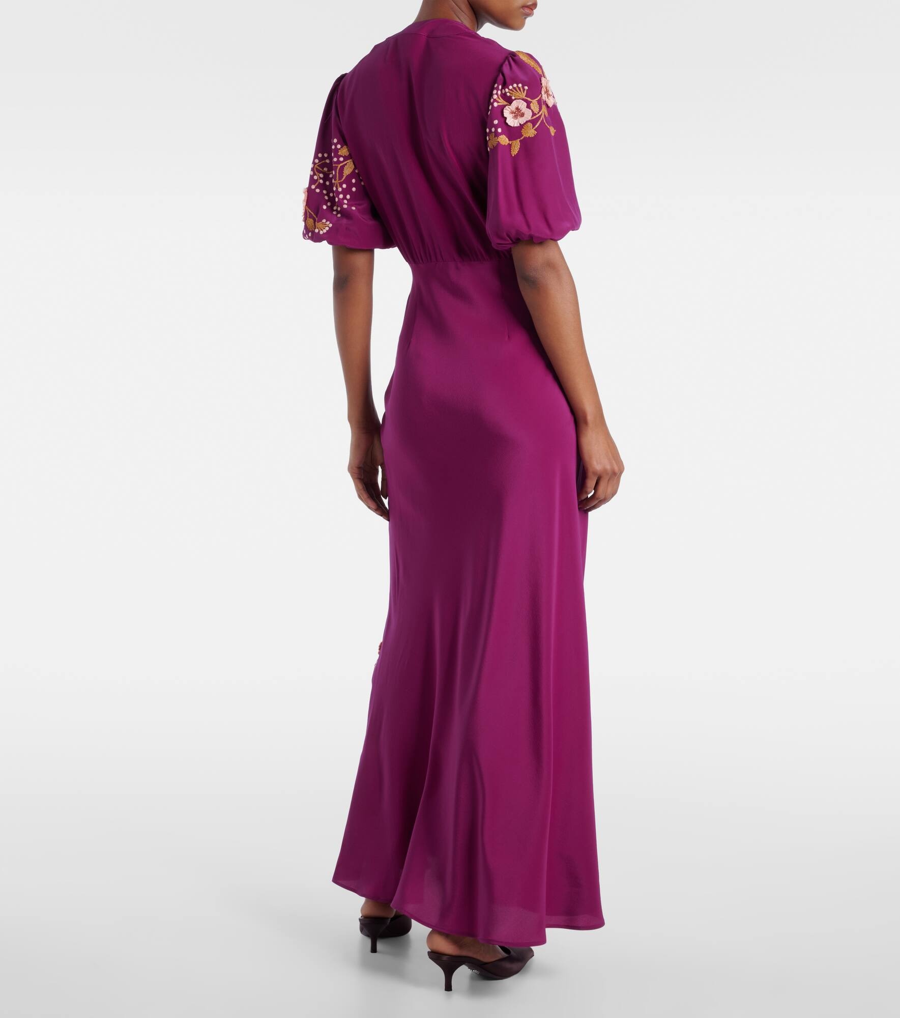 Marlene embroidered silk gown - 3