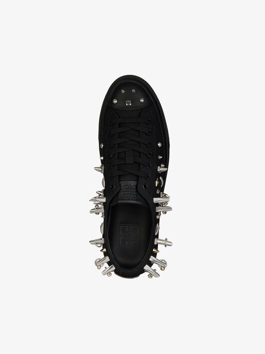 SNEAKERS CITY IN CANVAS AND LEATHER WITH STUDS - 5