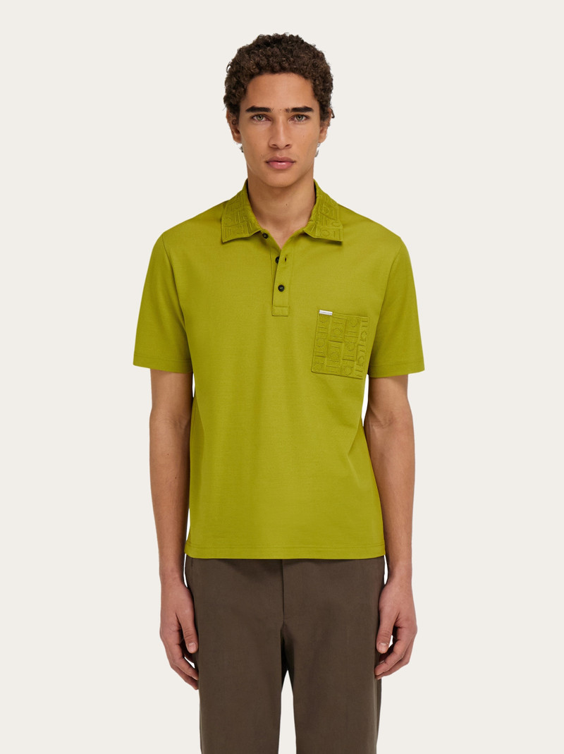 FERRAGAMO V-neck polo with jacquard pocket detail outlook