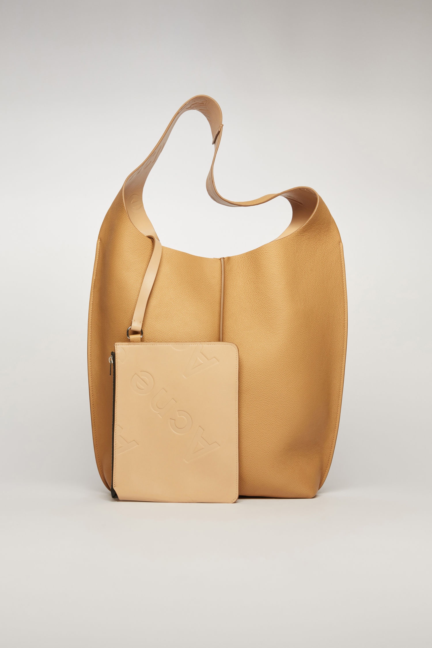 Grain leather tote bag almond beige - 6