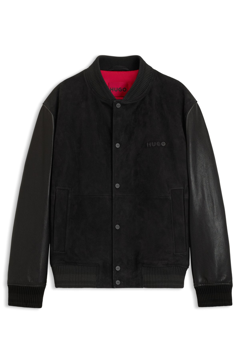 SUEDE BOMBER JACKET WITH GRAINED-LEATHER SLEEVES 1