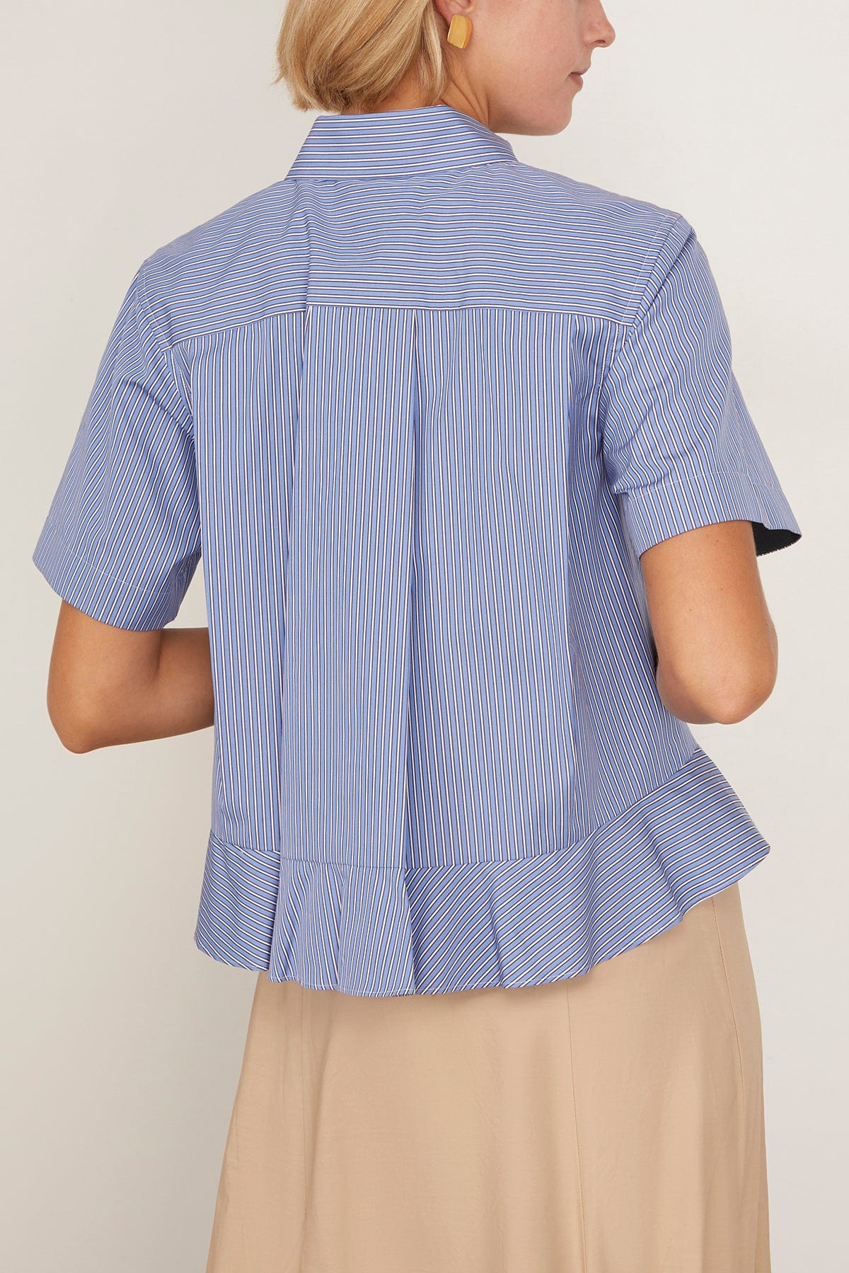 Poplin Shirt in Blue Stripe - 4