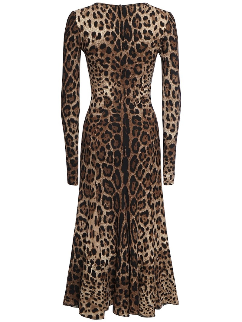 Leopard print cady midi dress - 4