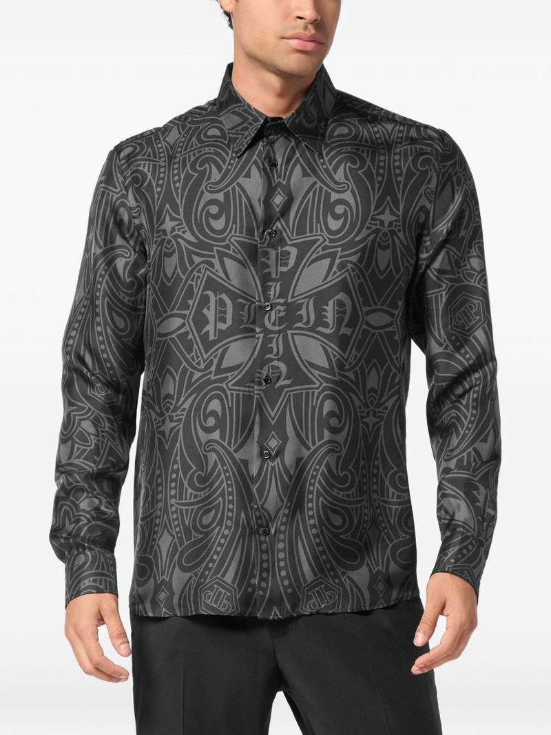 PHILIPP PLEIN paisley-print cross shirt outlook
