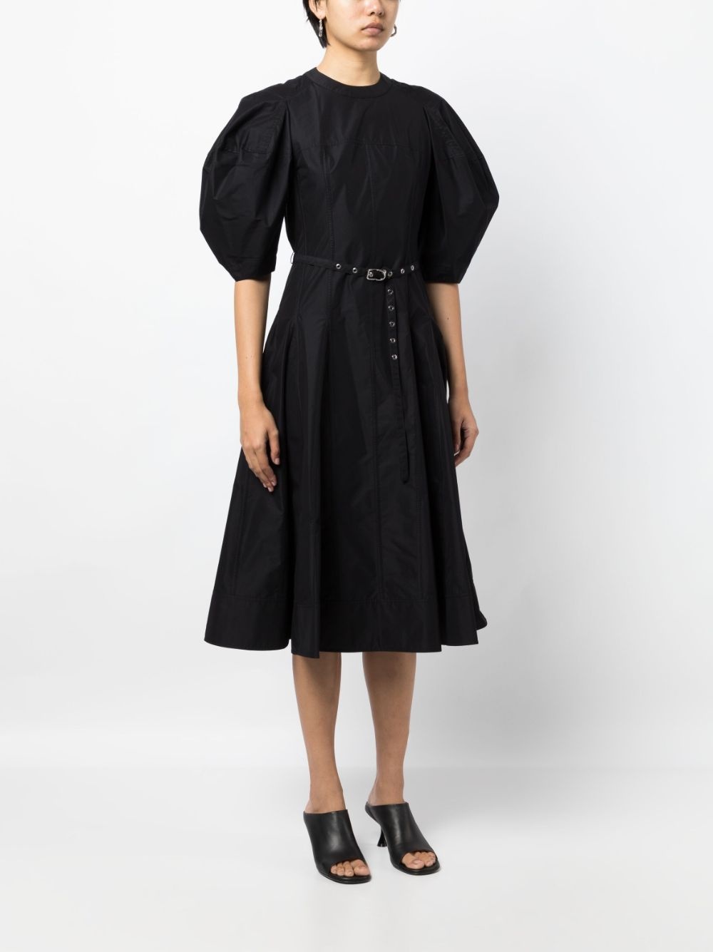 belted-waist mid-length dress - 3