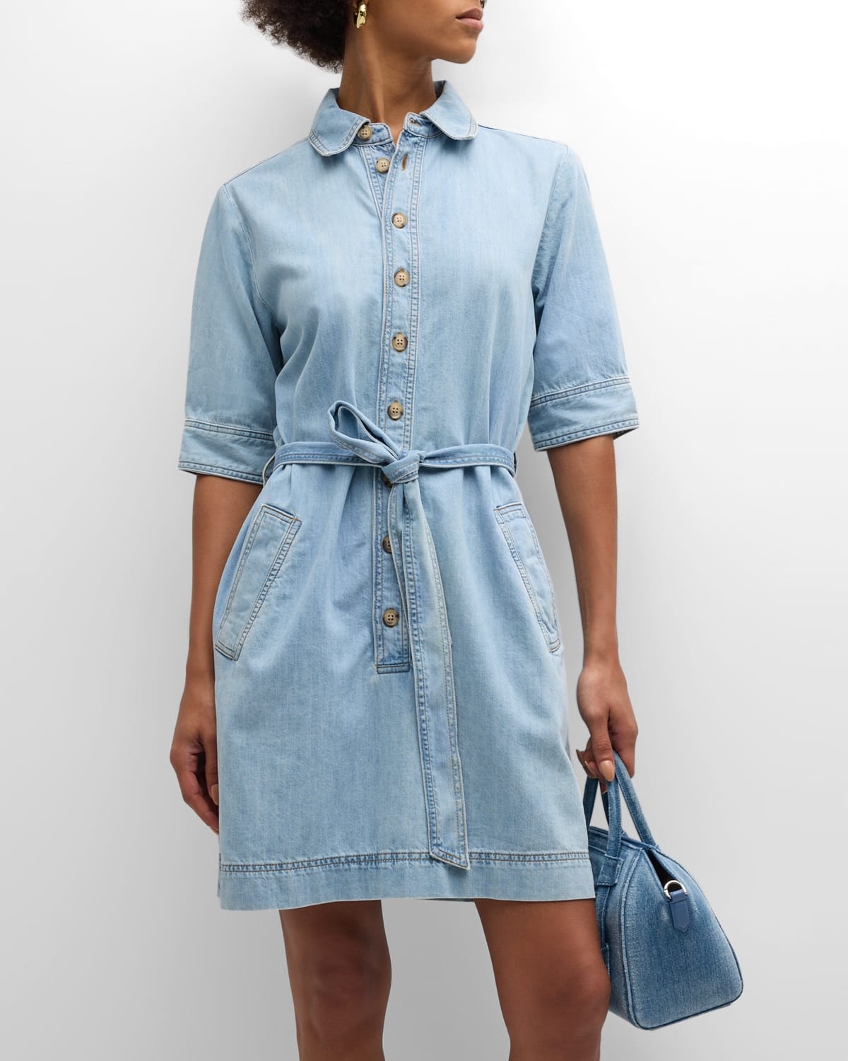 Belted Denim Shirtdress - 3