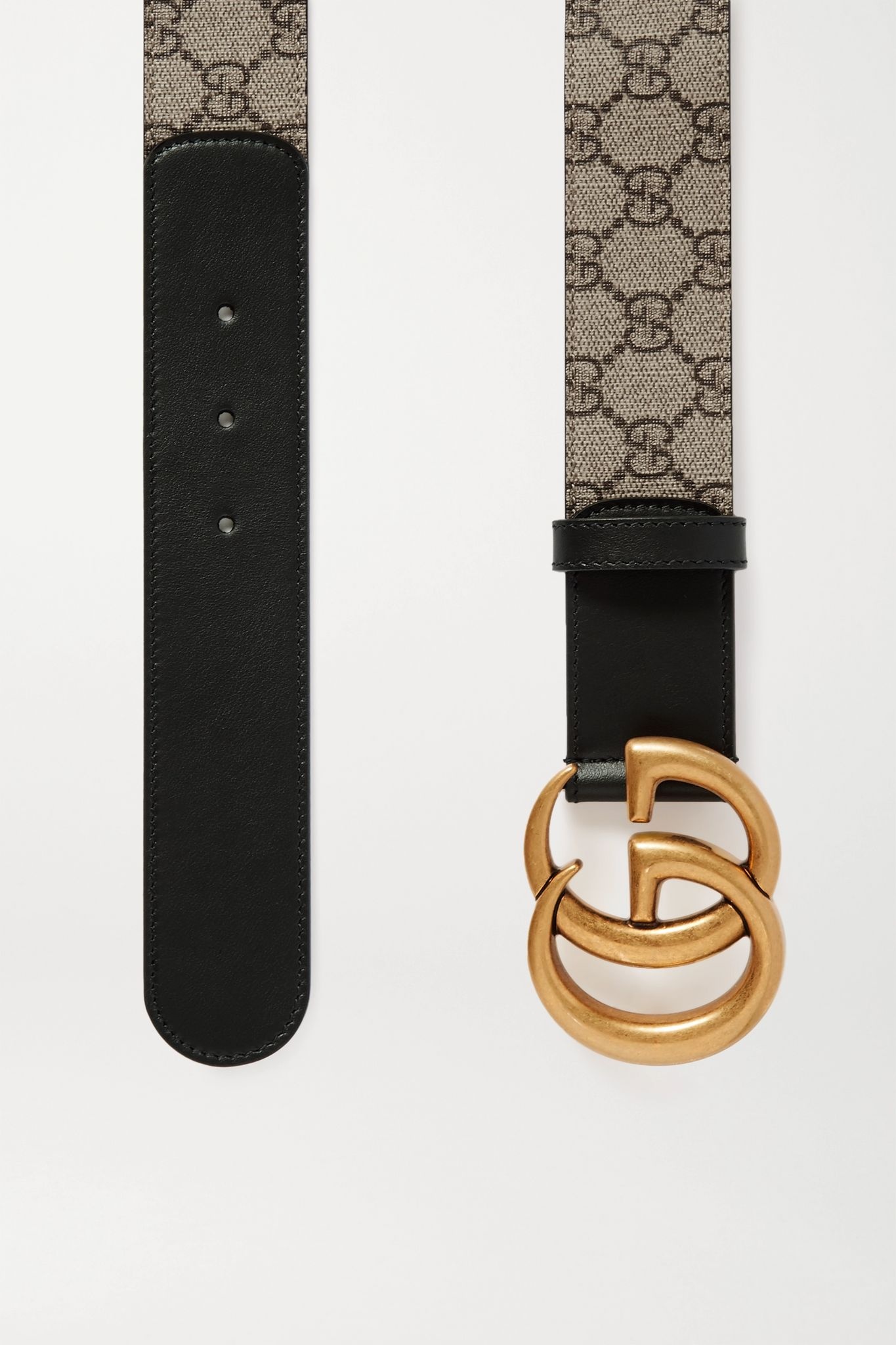 Leather-trimmed printed coated-canvas belt  - 3