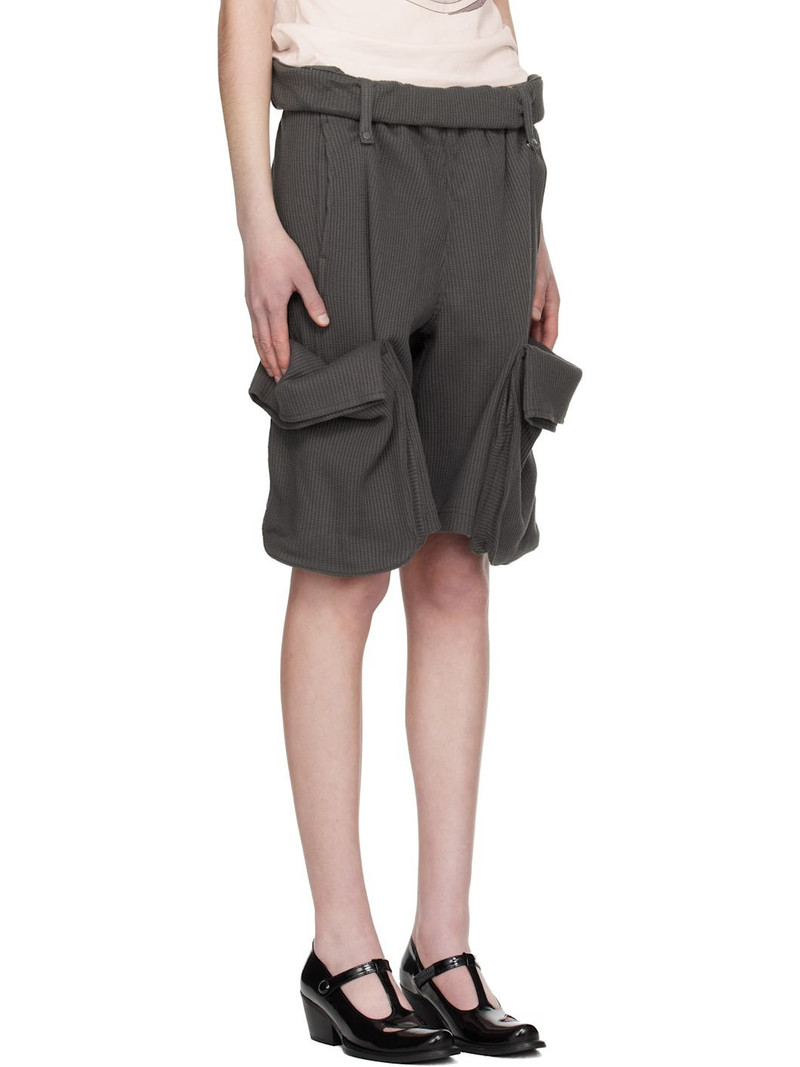 Gray Rolled Waist Sweat Cargo Shorts 2