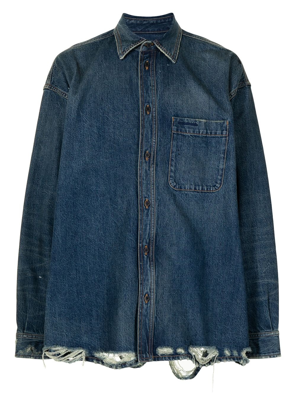 frayed edge denim shirt - 1