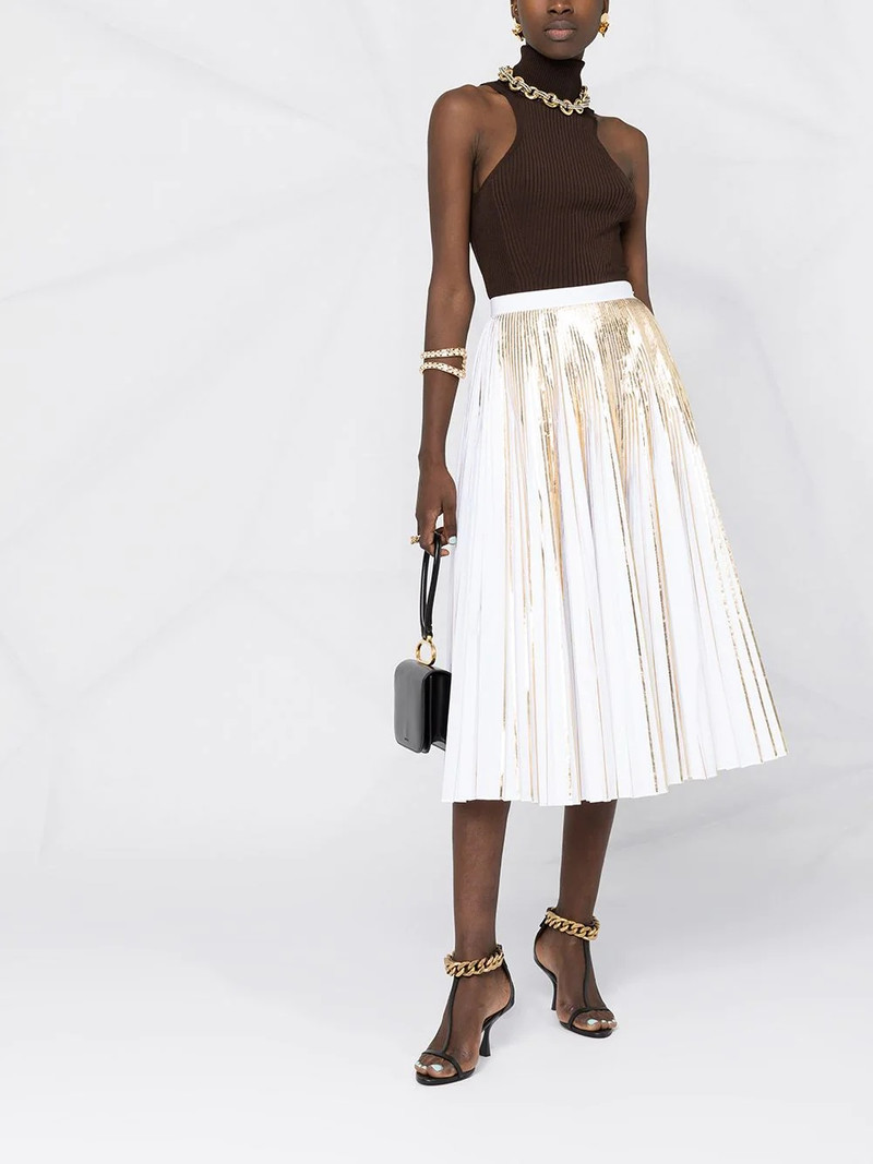 Valentino metallic-effect pleated skirt outlook