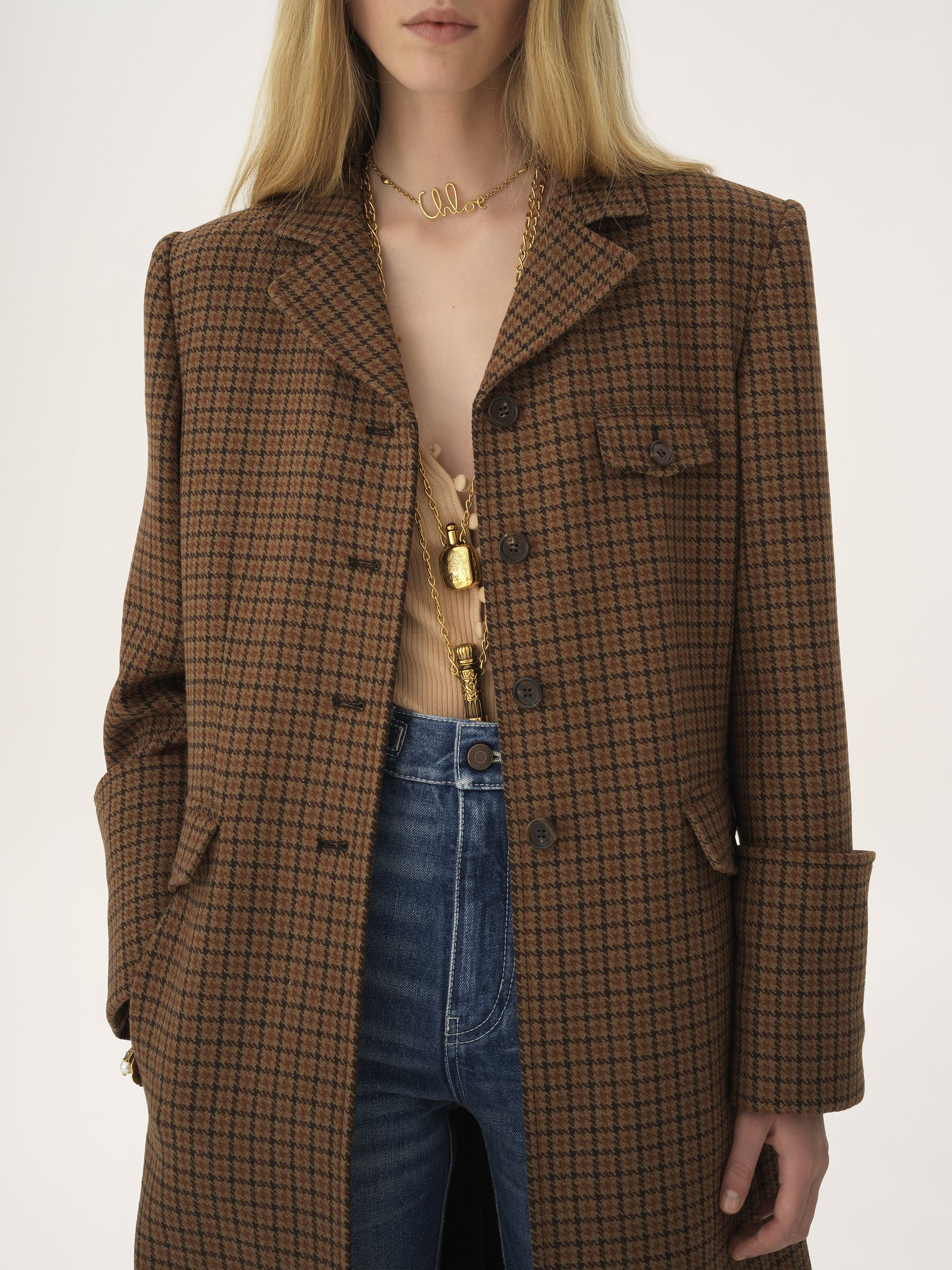 RIDING COAT IN HOUNDSTOOTH WOOL - 6