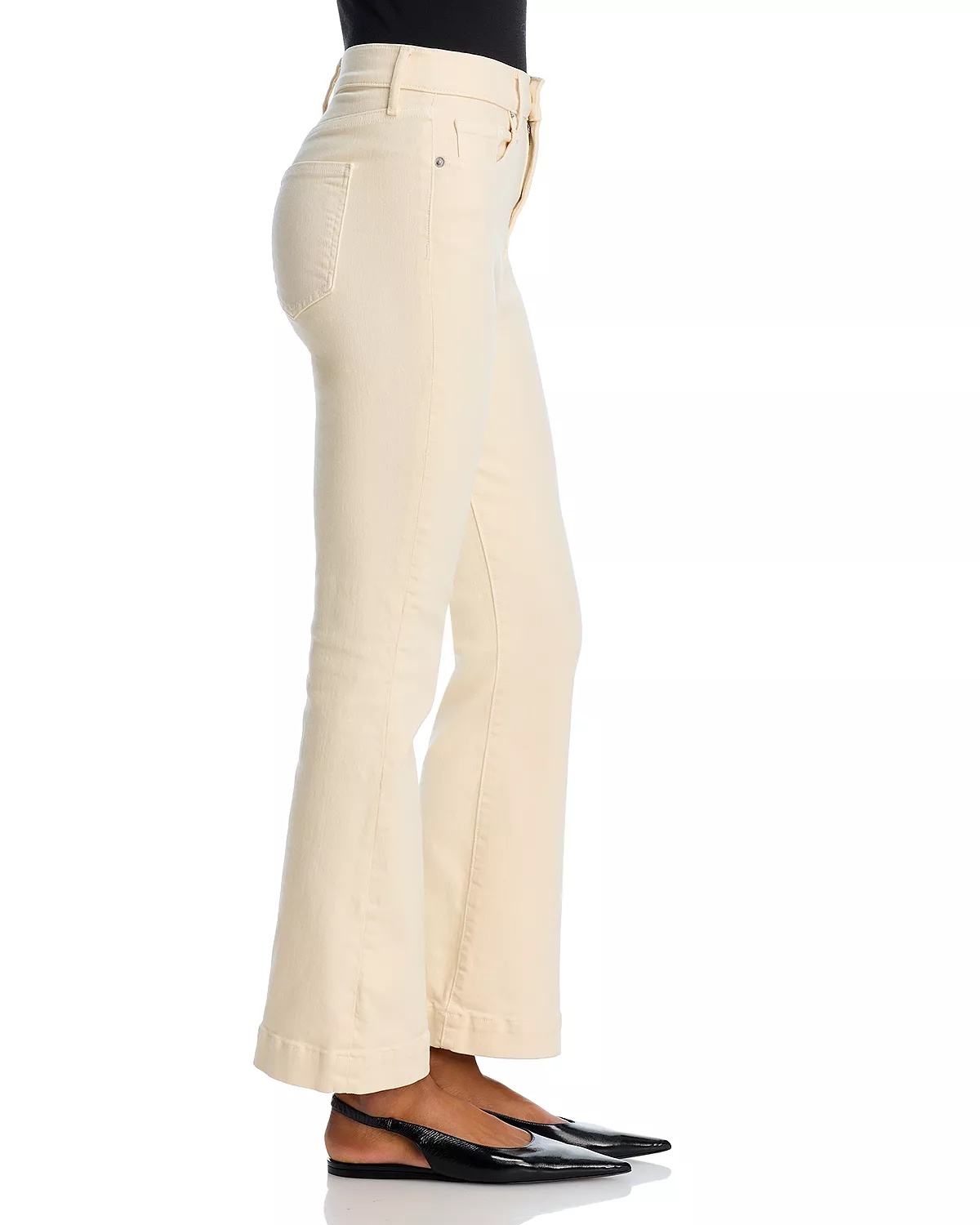 Carson High Rise Ankle Flare Jeans in Ecru - 4