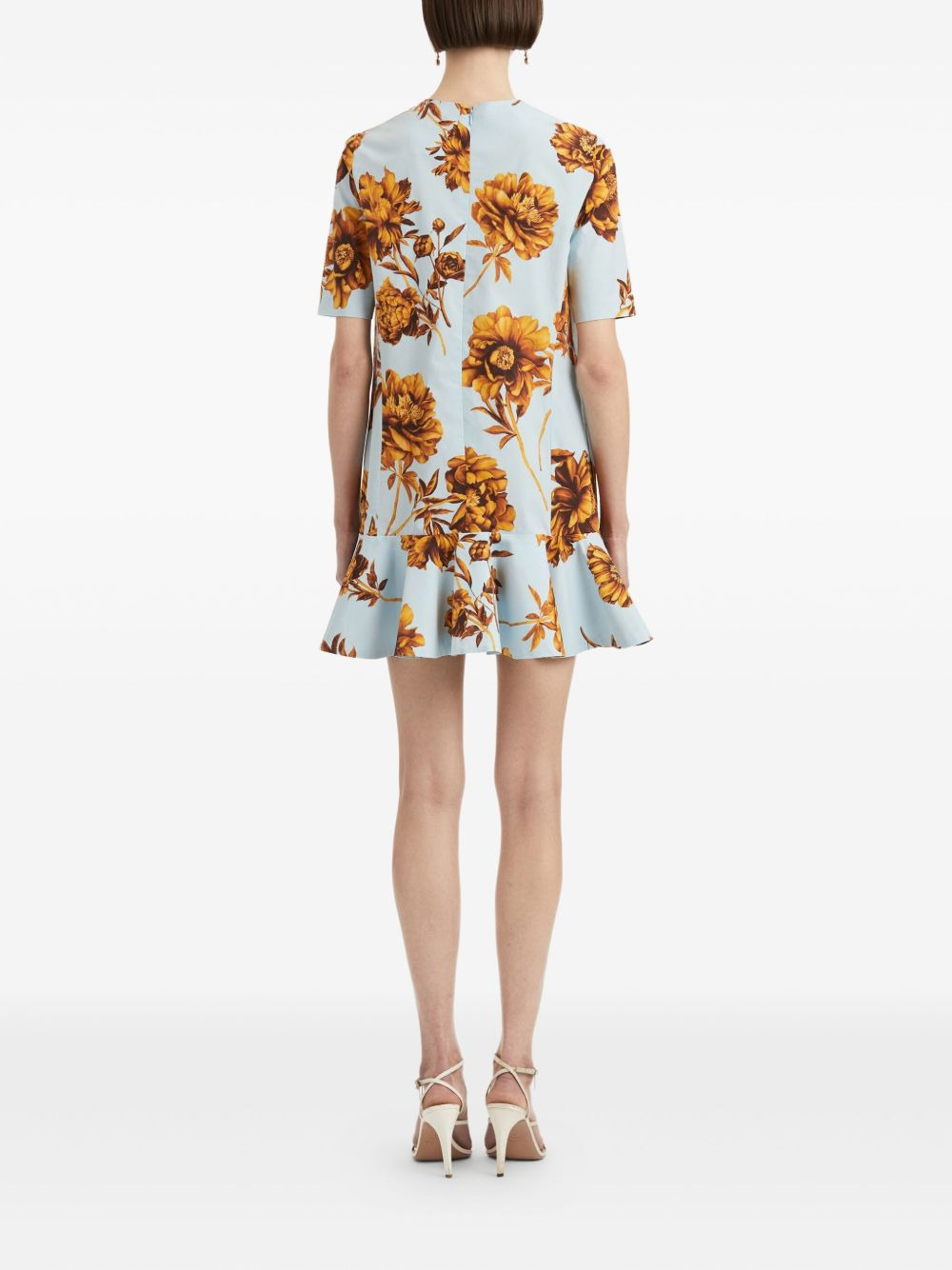 peony-print mini  dress - 4