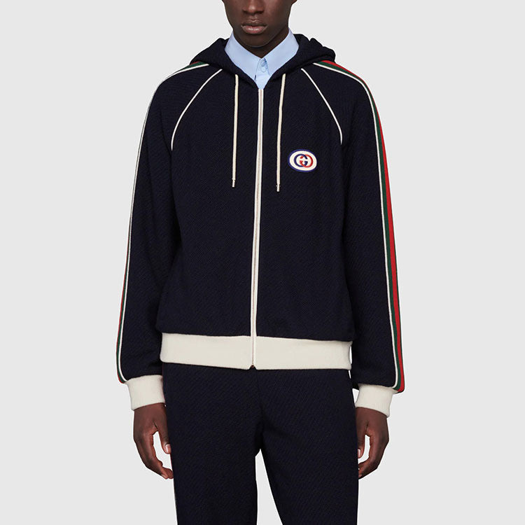 Gucci Wool Jersey Jacket With Web 'Blue' 673290-XJDUW-4548 - 3