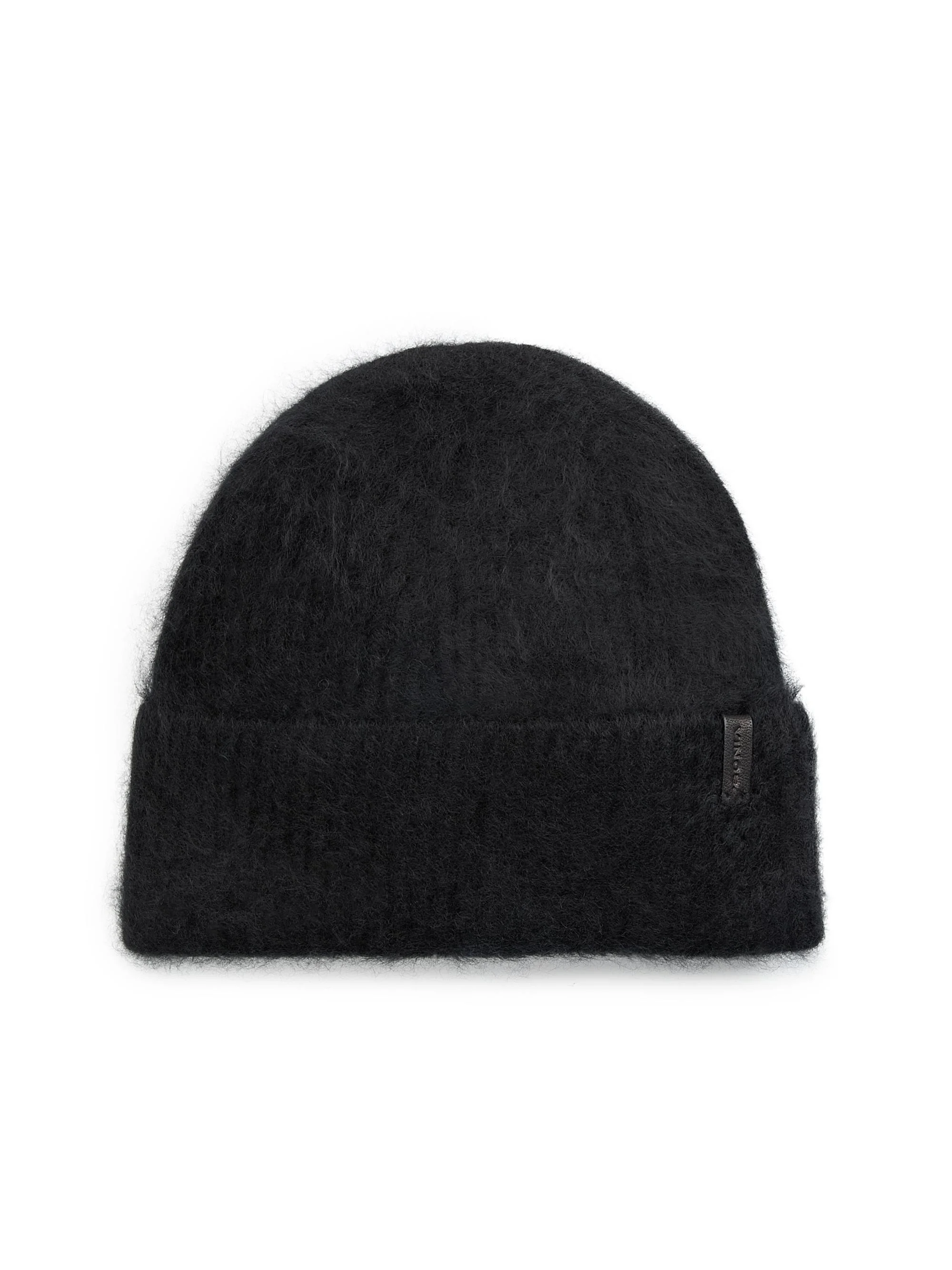 Women's Brushed Cashmere Cuffed Beanie - Black - 1