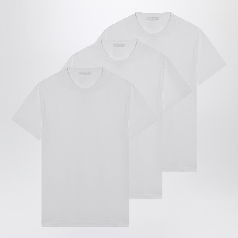 Prada Set Of Three White Cotton T-Shirts Men - 1