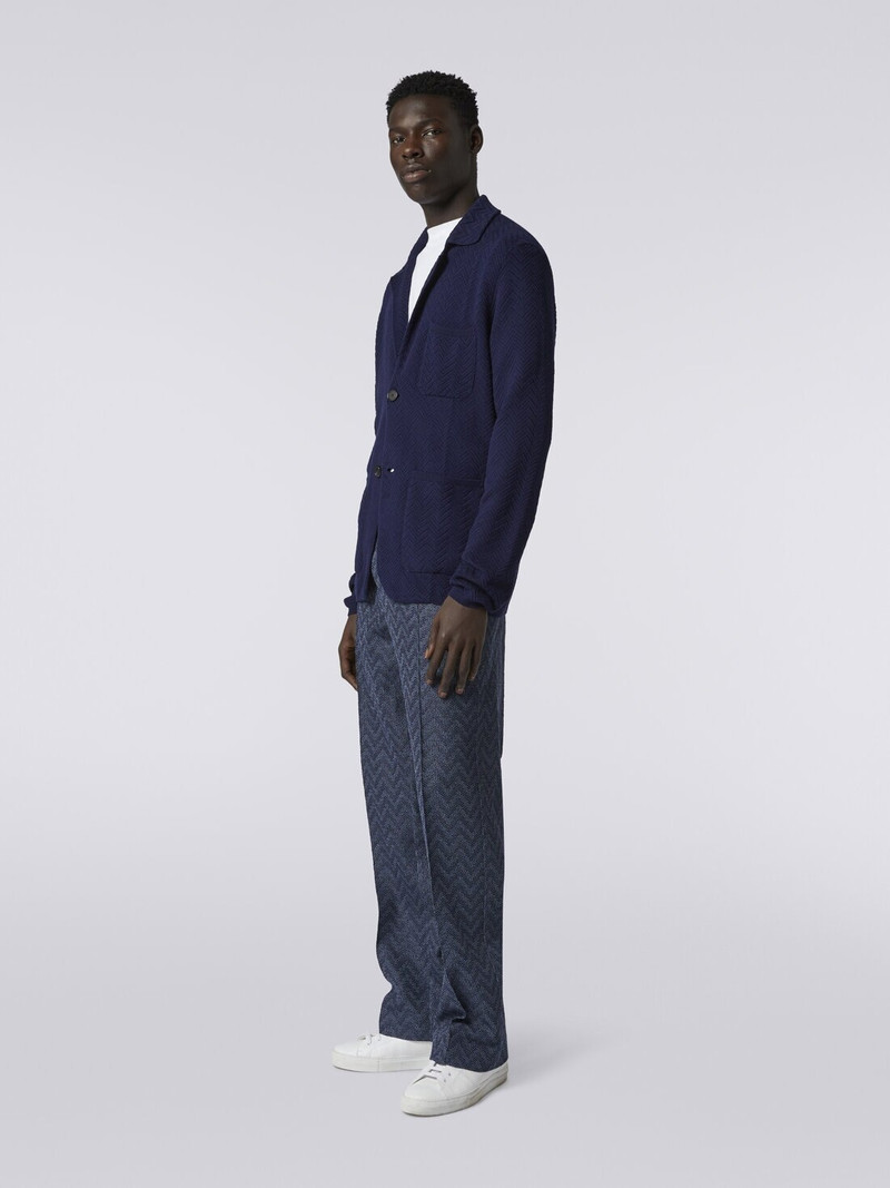 Straight cotton knit chevron trousers 3