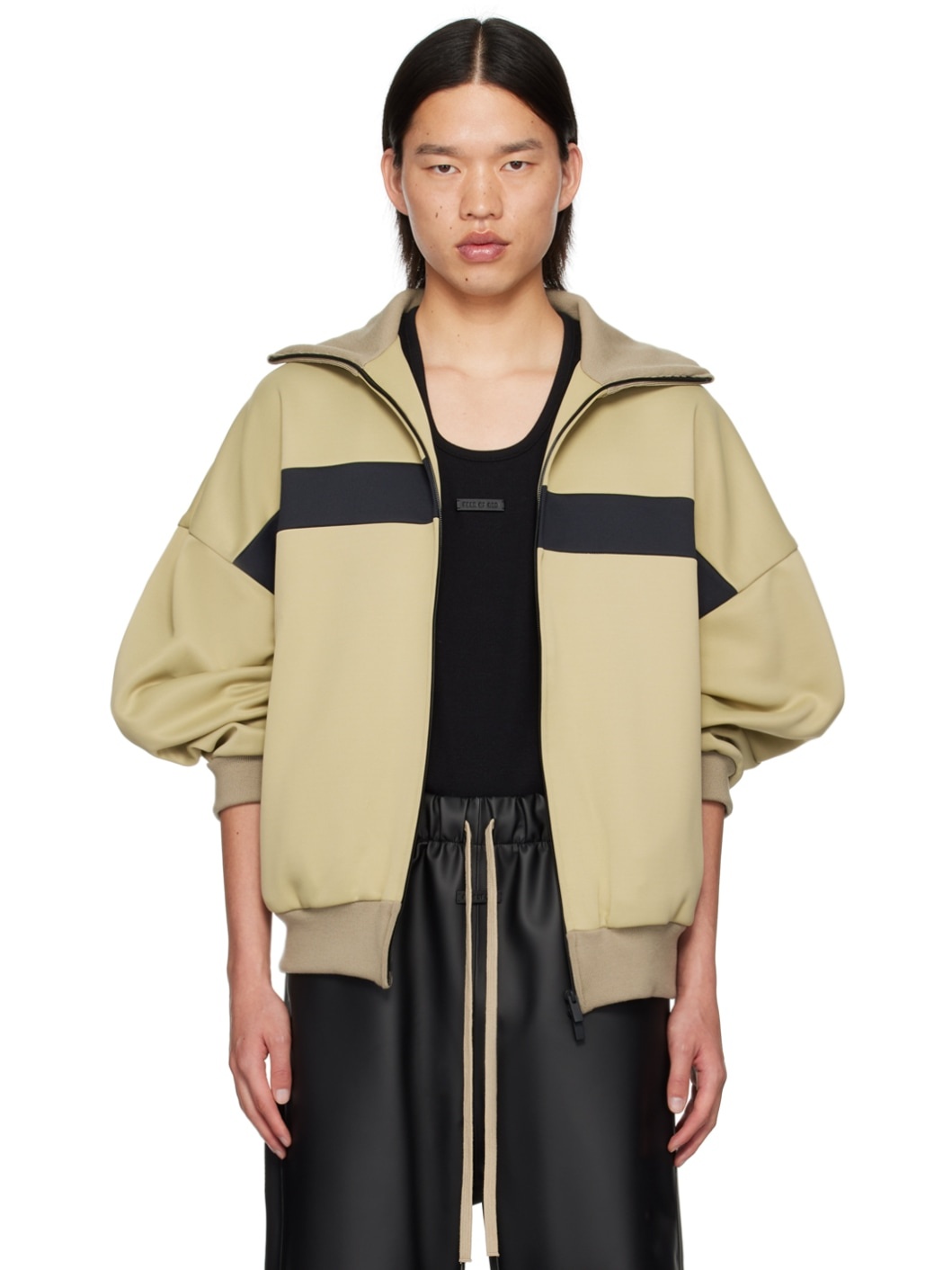 Beige Stripe Track Jacket - 1