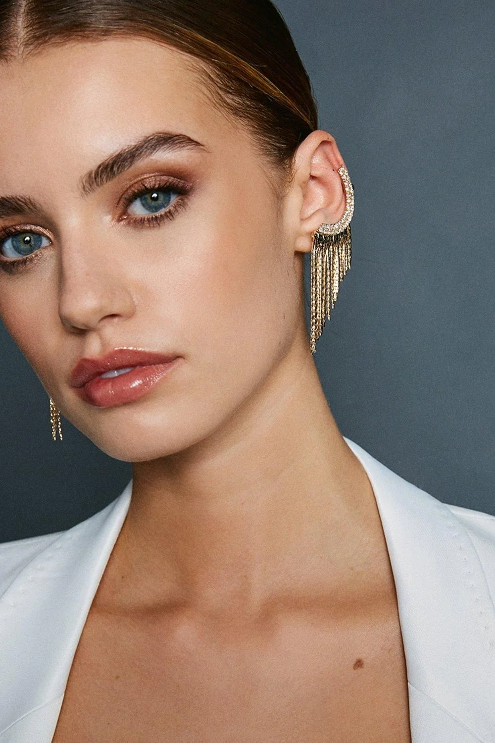 Gold Drop Ear Cuff Earrings - 1