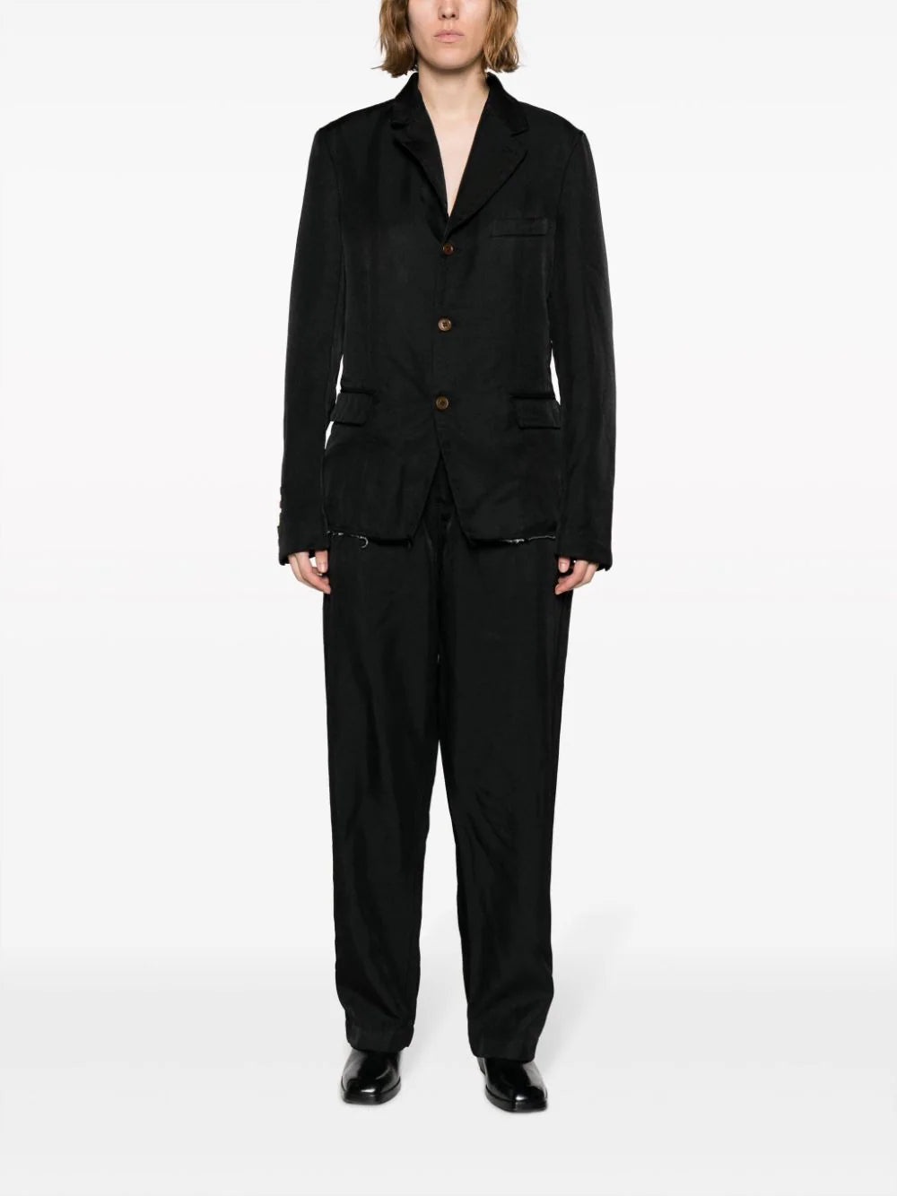 HIGH-WAISTED TWILL DROP-CROTCH TROUSERS - 3