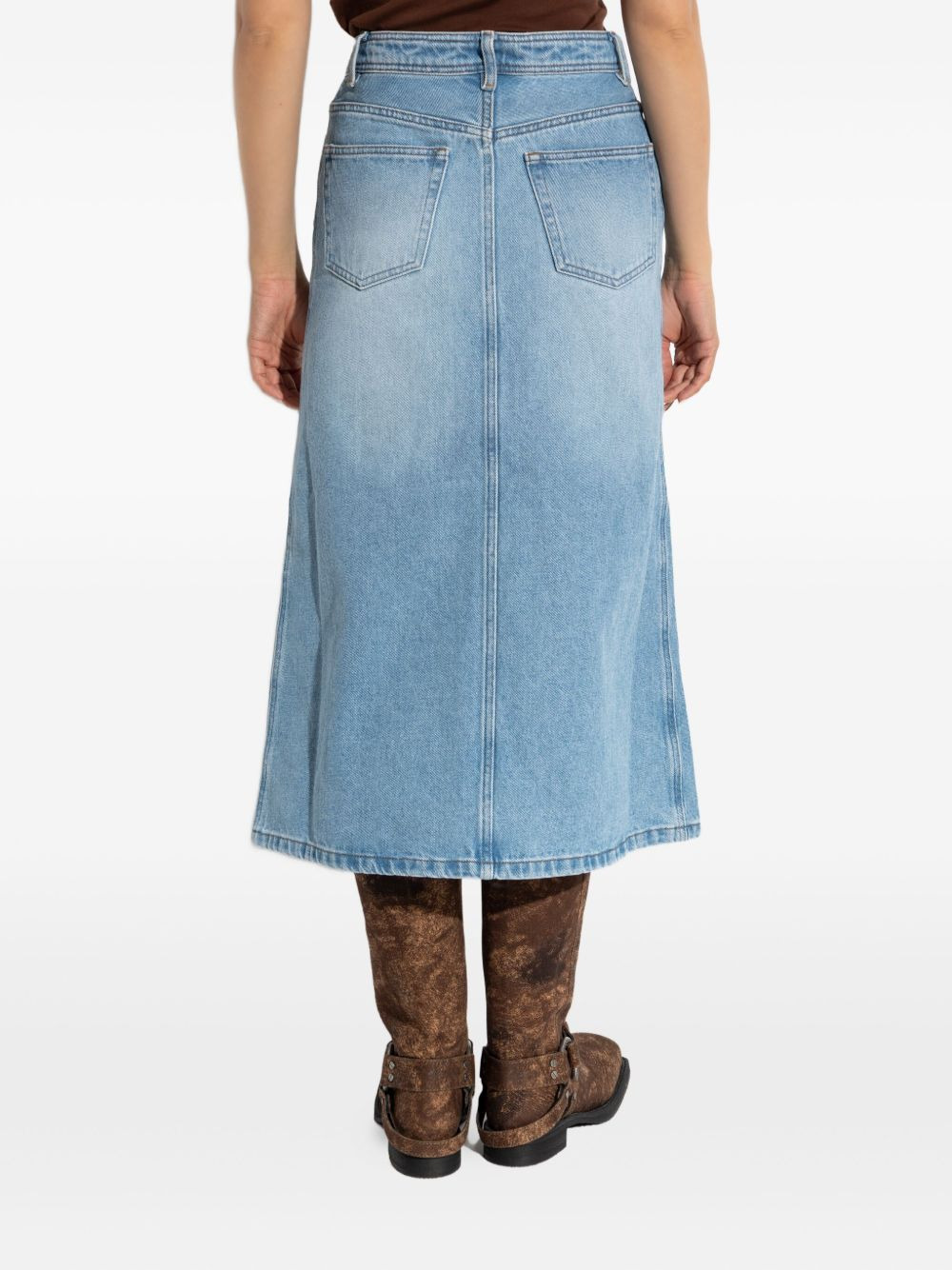 front-slit denim skirt - 4