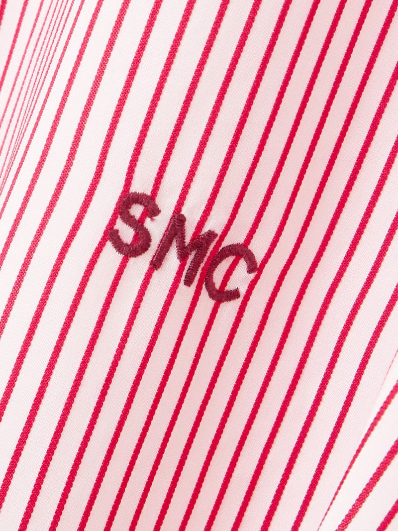 Oversized Embroidered Striped Organic Silk Shirt 4