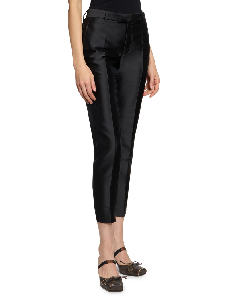 Women's Satin Tapered Crop Trousers - Black 4