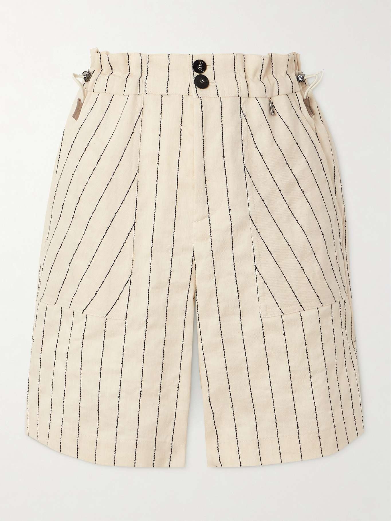 Reana striped linen-blend shorts - 1