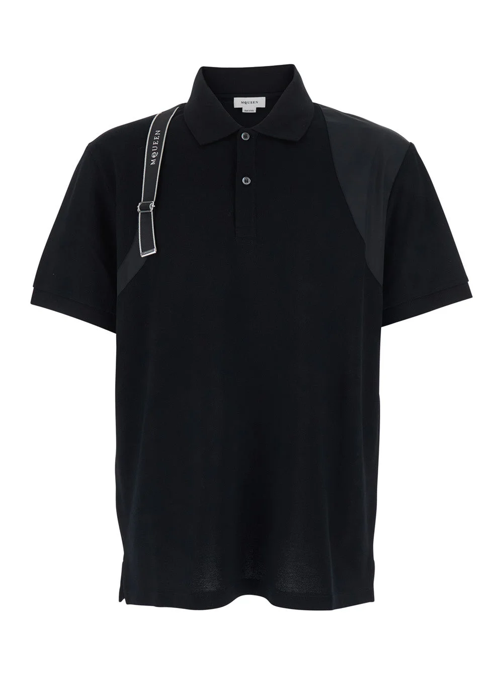 Alexander Mcqueen Men 'Harness' Black Polo Shirt With Classic Collar And Logo Detail In Cotton Man - 1