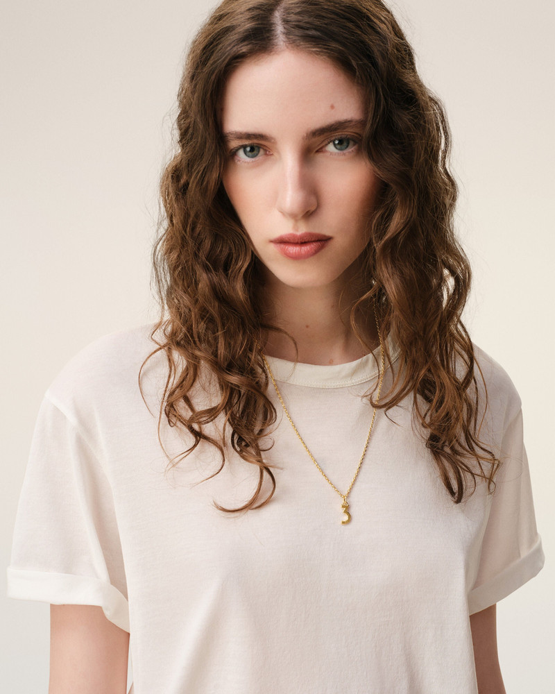 AMI Paris GOLD BRASS HAMMERED "3" PENDANT NECKLACE outlook