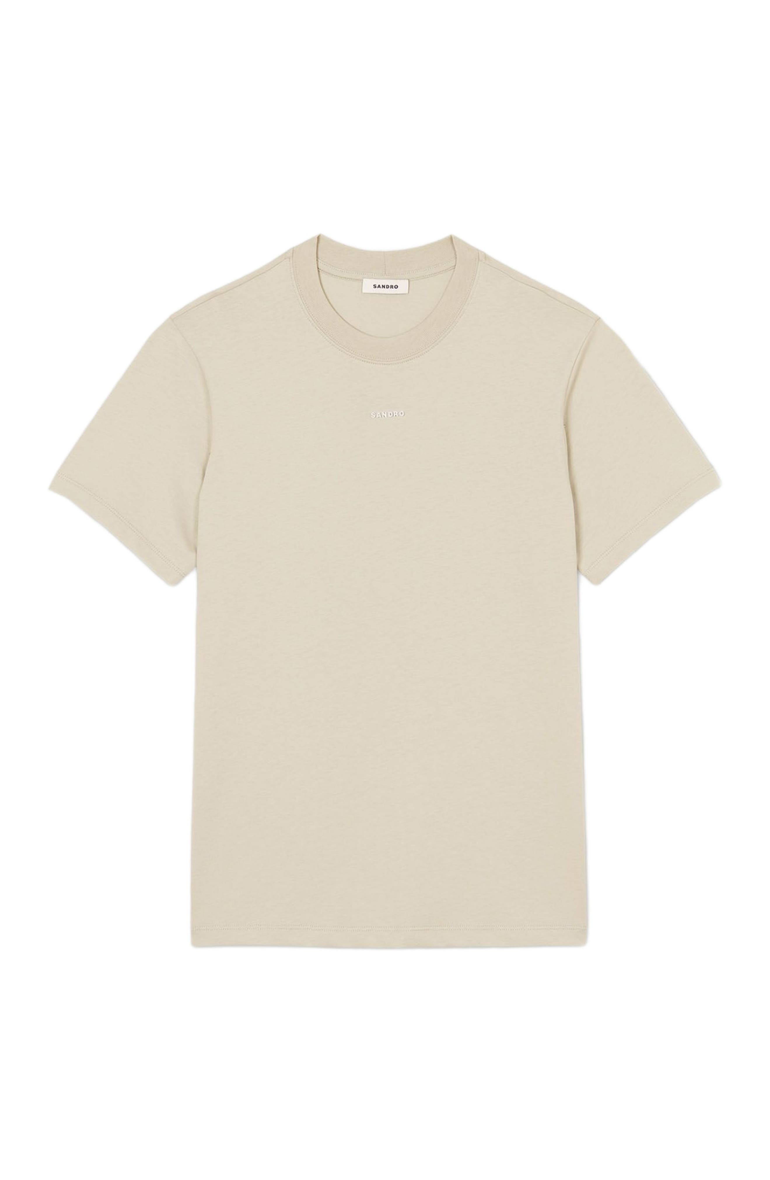 SANDRO Cotton T-shirt with logo in Light Kaki. at Nordstrom - 5