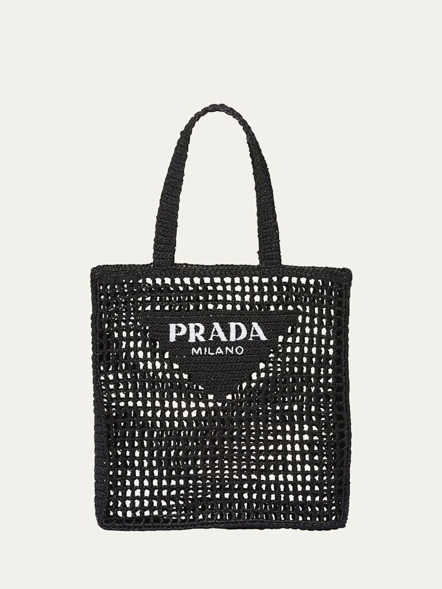 Men's Triangle Logo Raffia Tote Bag - 1