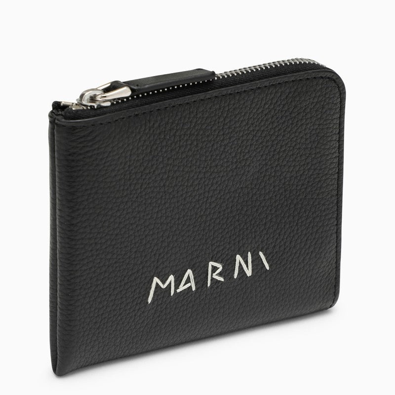 Marni Black Zipped Wallet With Logo Men - 1