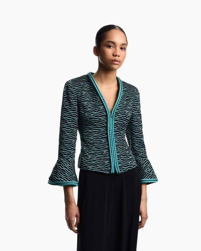 FLARED-SLEEVED JACKET IN WAVY WAFFLE JACQUARD 3