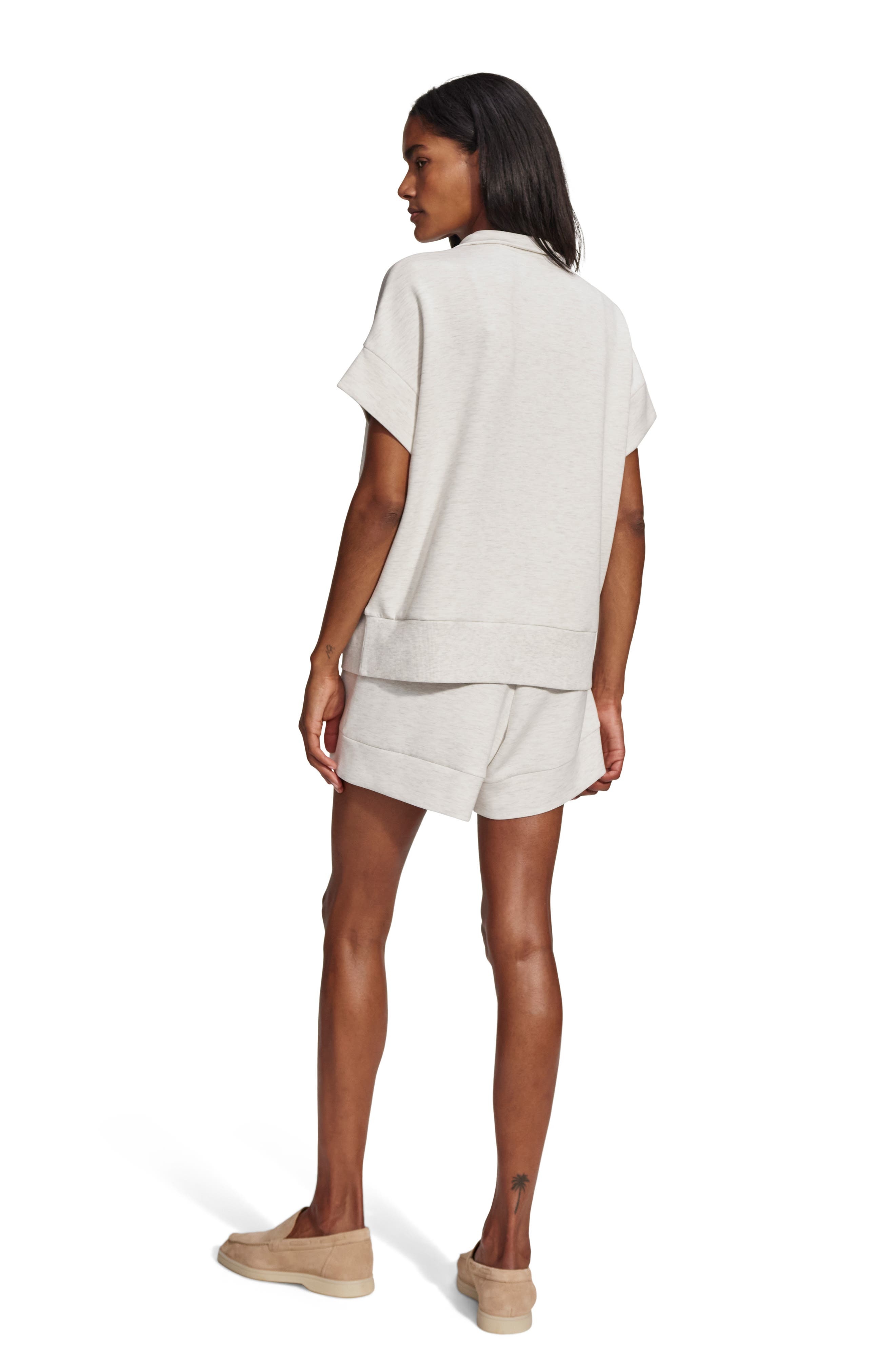 Varley Ritchie Short Sleeve Half Zip in Ivory Marl at Nordstrom - 9
