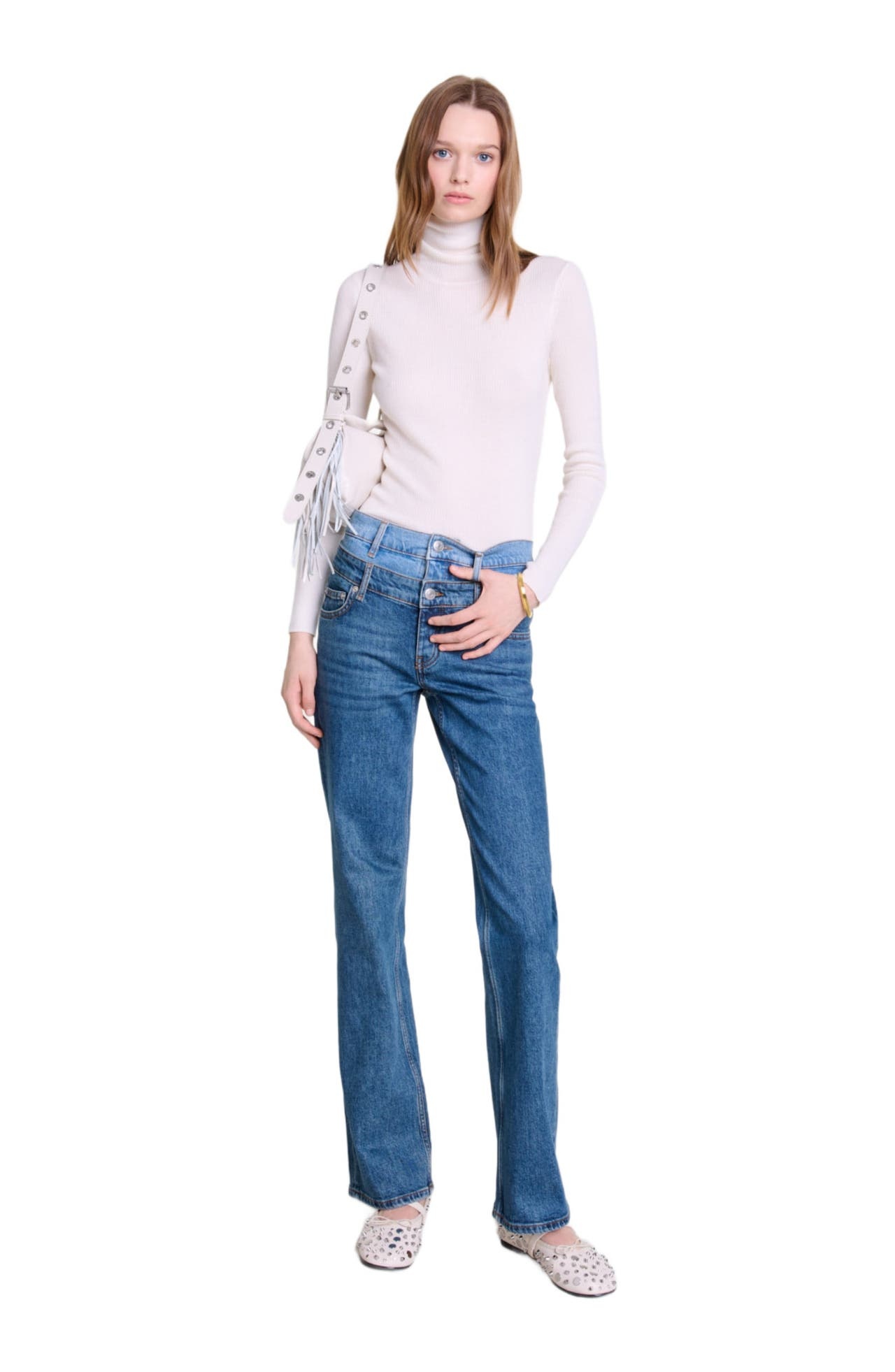 maje Double waistband jeans in Blue at Nordstrom - 1