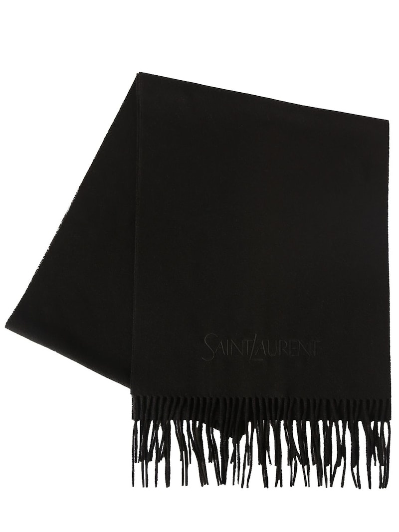 Saint Laurent embroidered cashmere scarf - 1