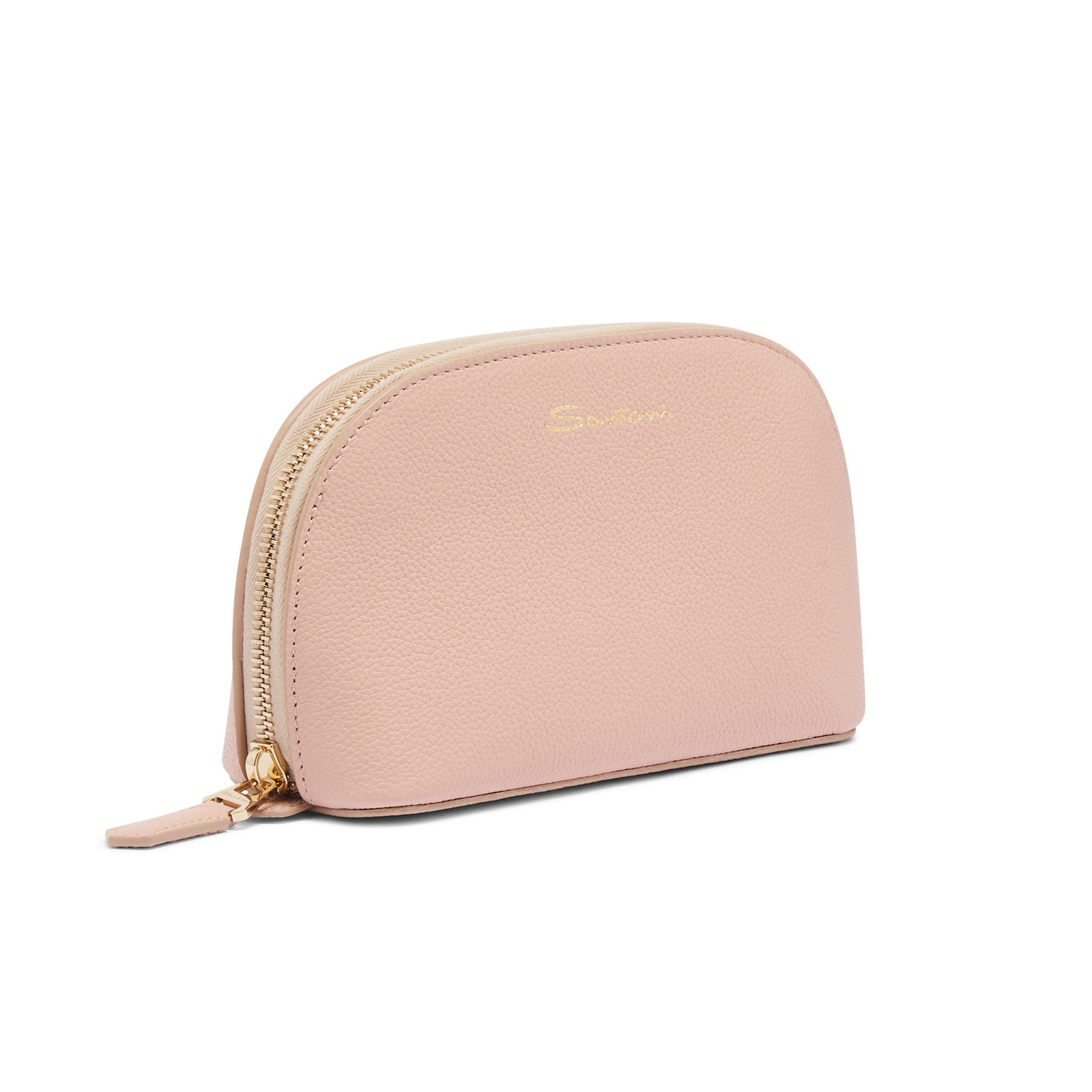 Pink tumbled leather pouch - 2