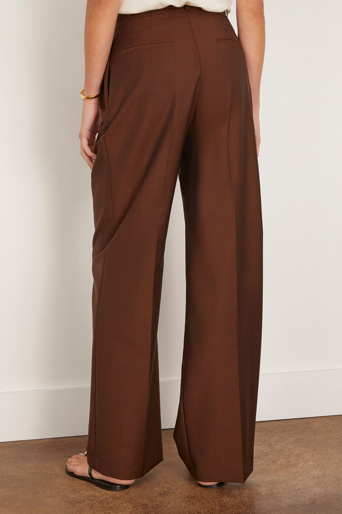 Mid-Waist Tailored Trousers in Mahogany - 4