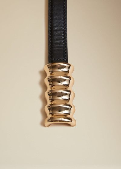 KHAITE The Small Julius Belt in Black Leather with Gold outlook
