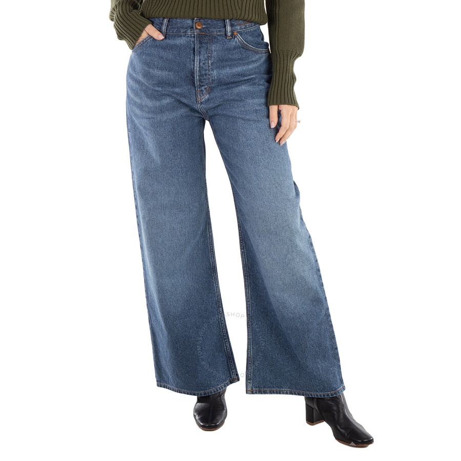 Chloe Ladies Dusky Blue Wide-Leg Denim Jeans - 3