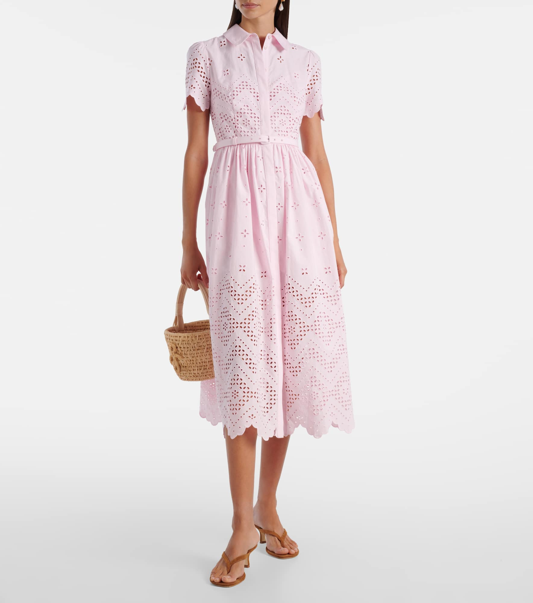 Broderie anglaise cotton midi dress - 2