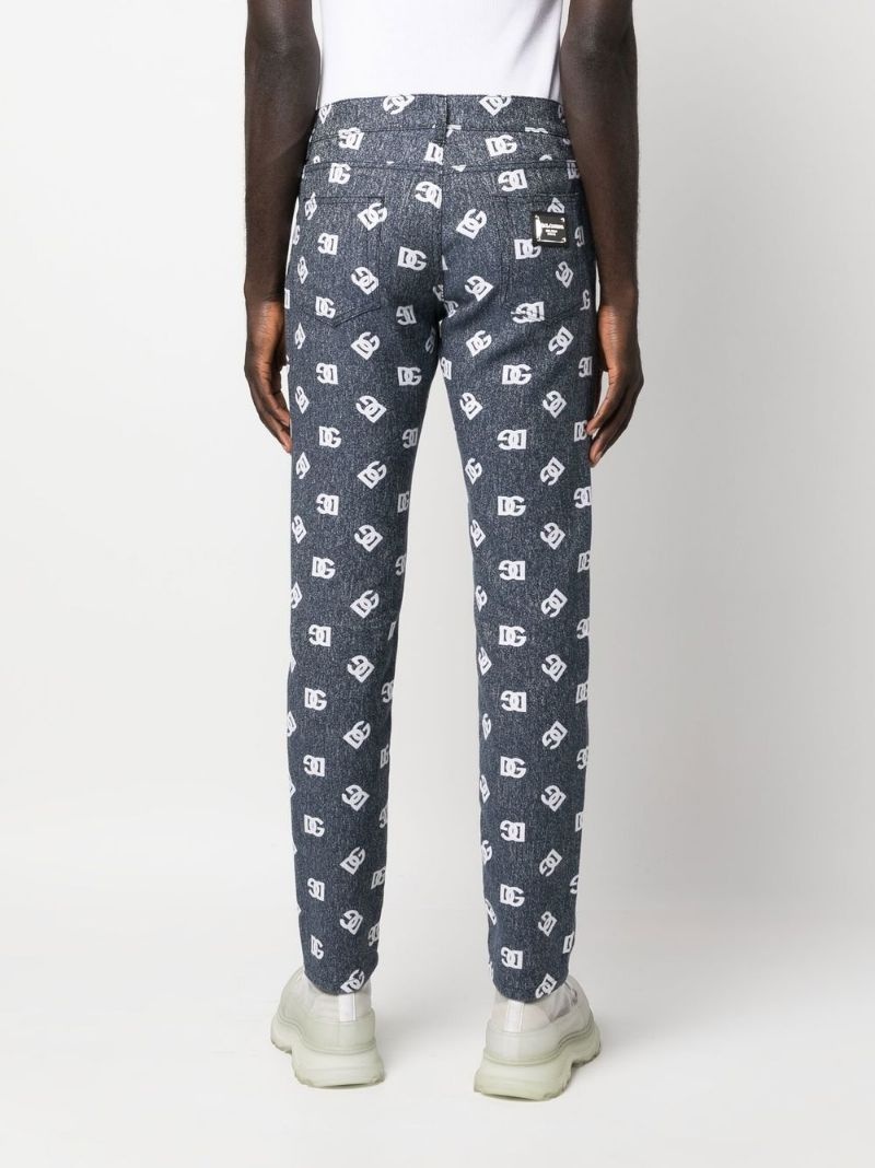 monogram-print straight-leg jeans - 4
