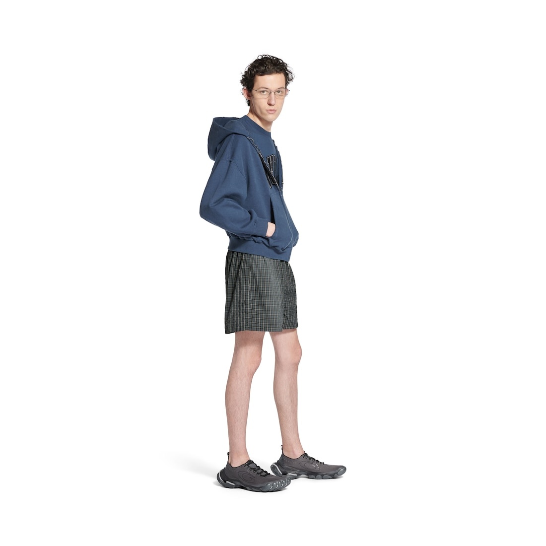 Men's Check Boxer Swim Shorts in Black/blue - 5
