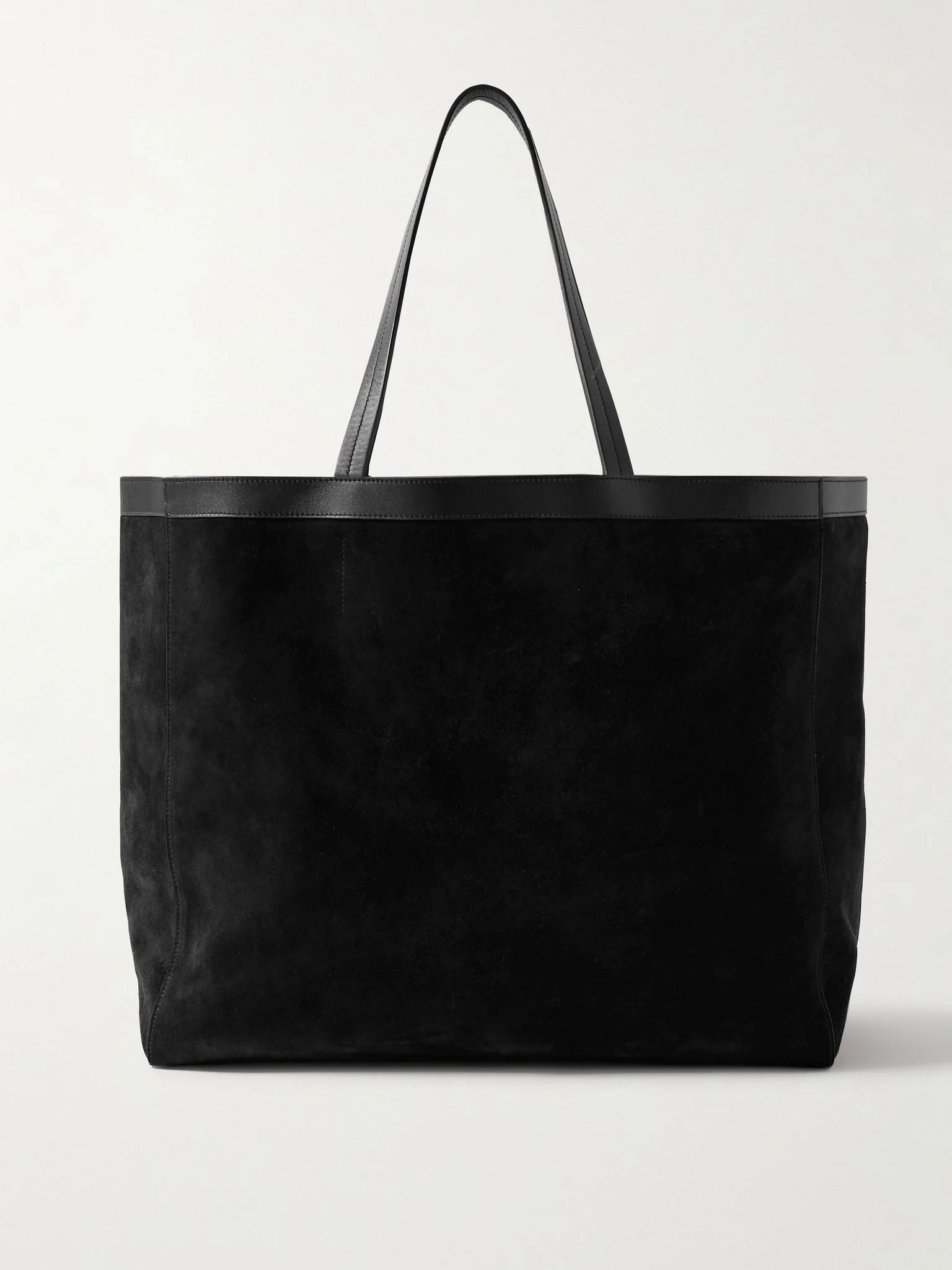 Loren leather-trimmed suede tote Black - 1