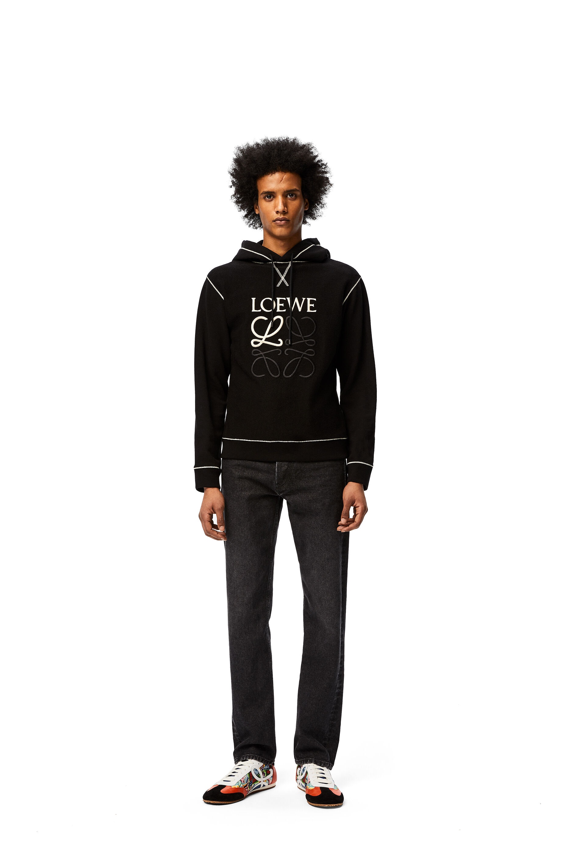 LOEWE Anagram embroidered hoodie in cotton - 2