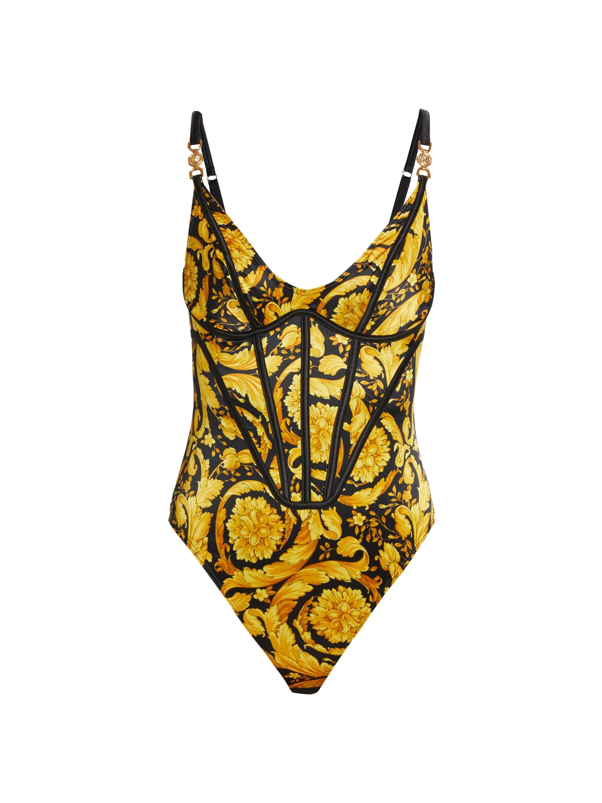 Women's 92' Barocco Print Bodysuit - Black Gold - 1