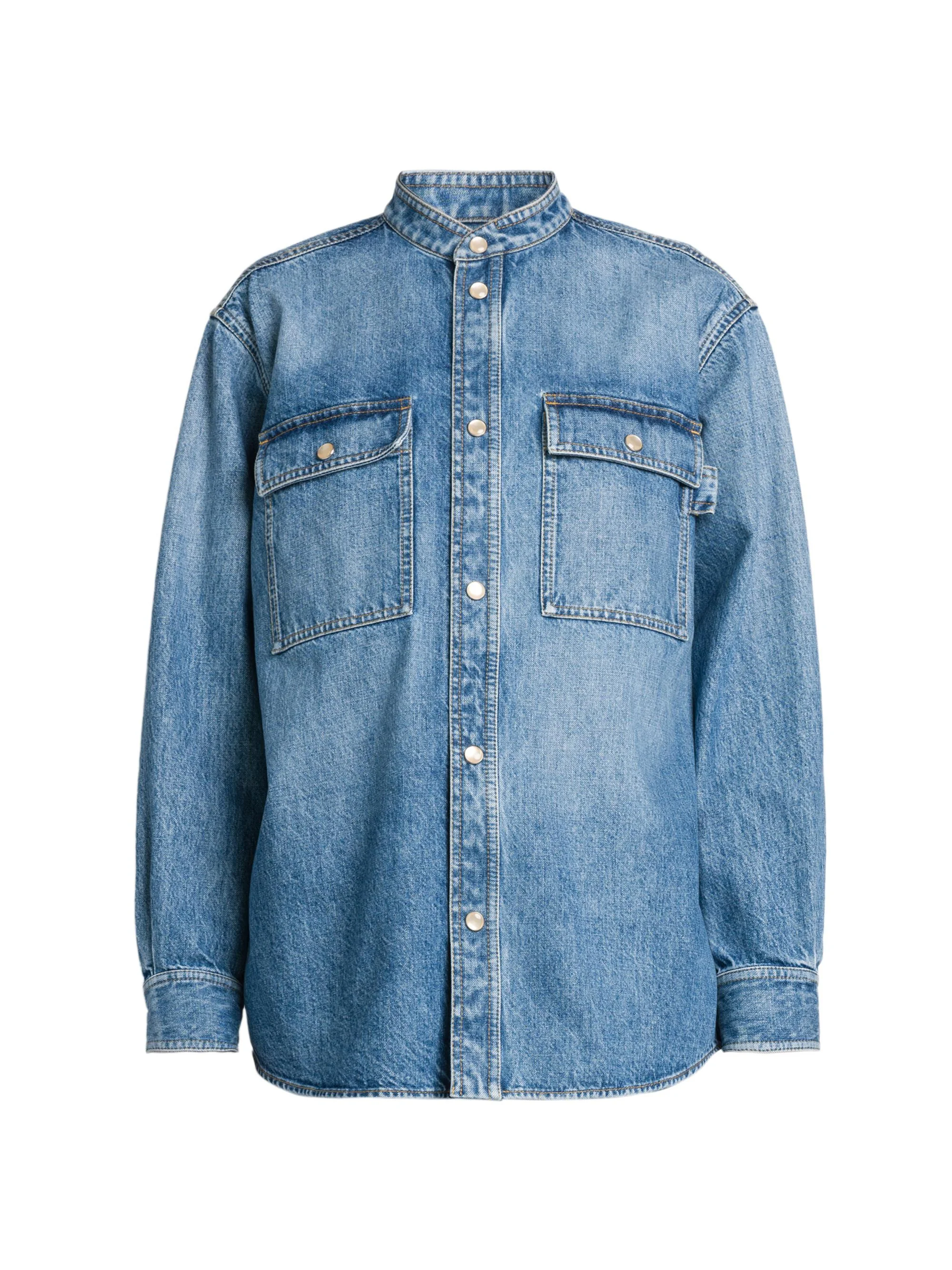 Women's Eco Wash Denim Shacket - Mid Blue - 1