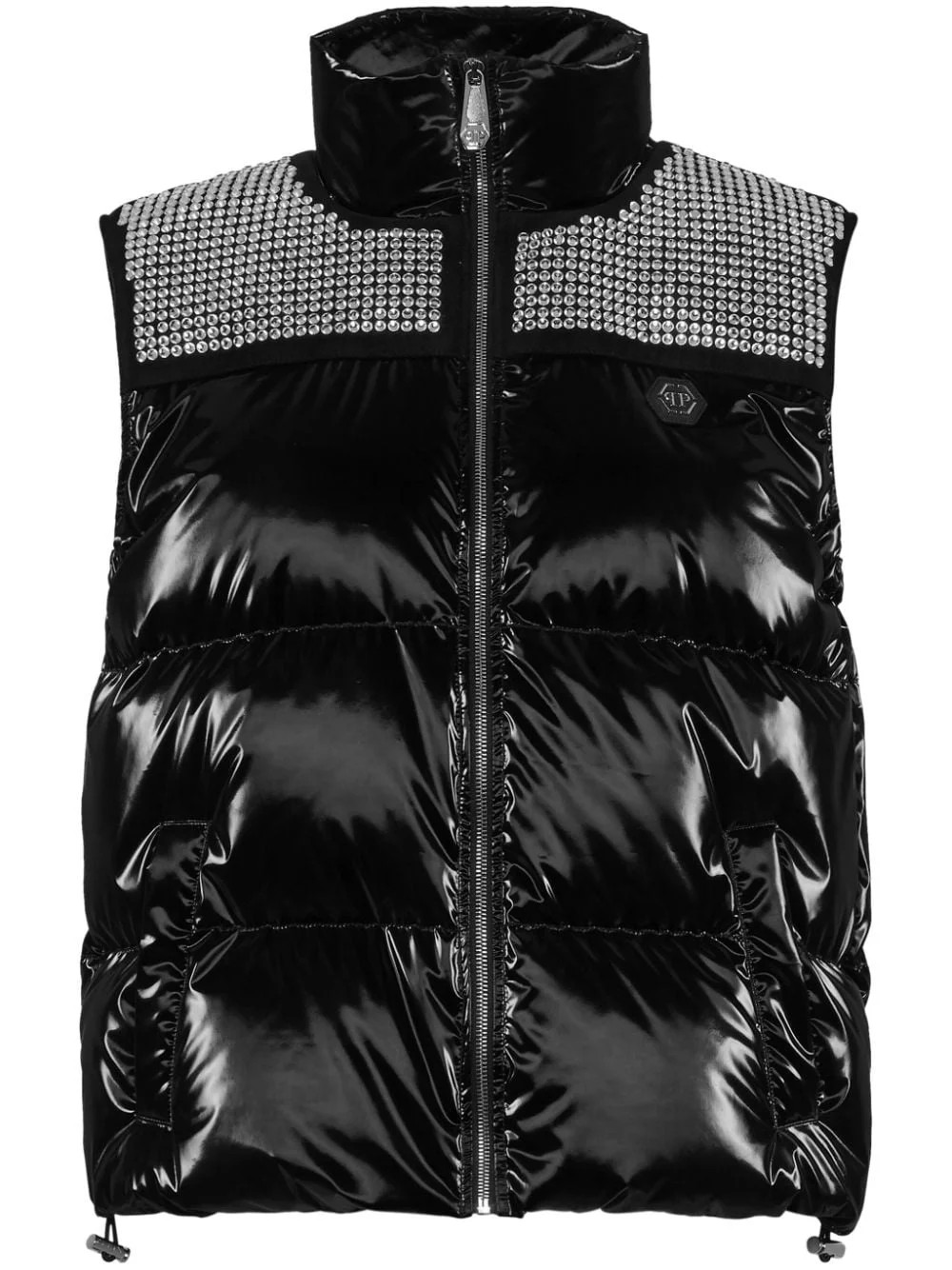 crystal-embellished padded gilet - 1